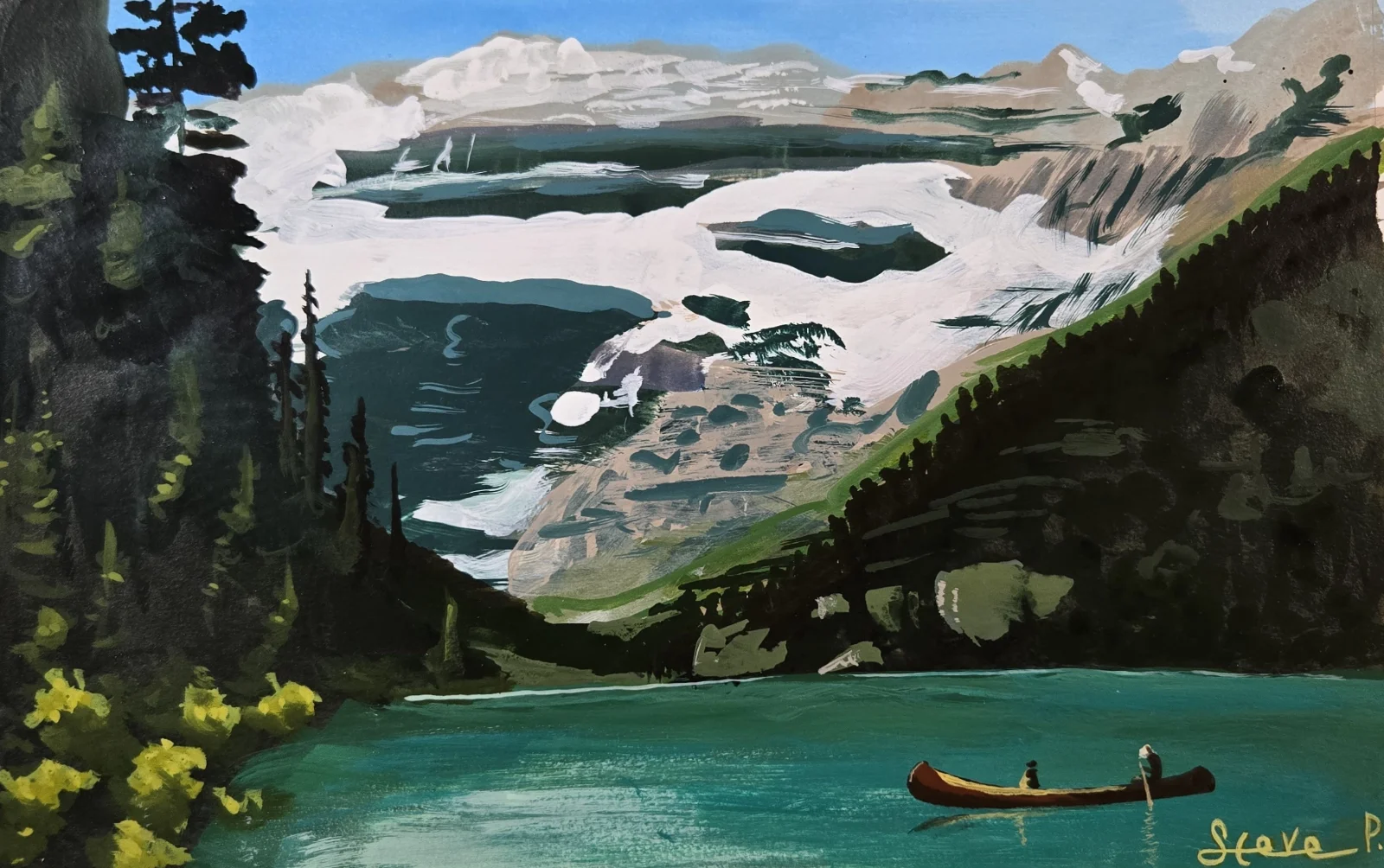 Mountain lake painting by Steve Peterson